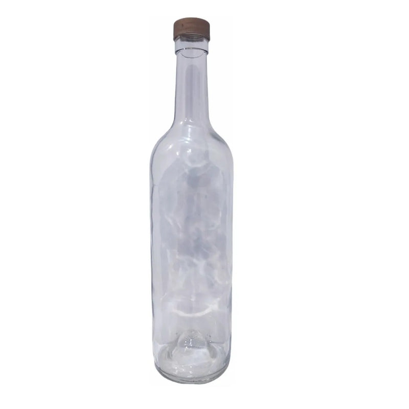 Botella Burdeos Transparente Diseño Liso de 750 ML Con rosca  Caja C/12 Lp