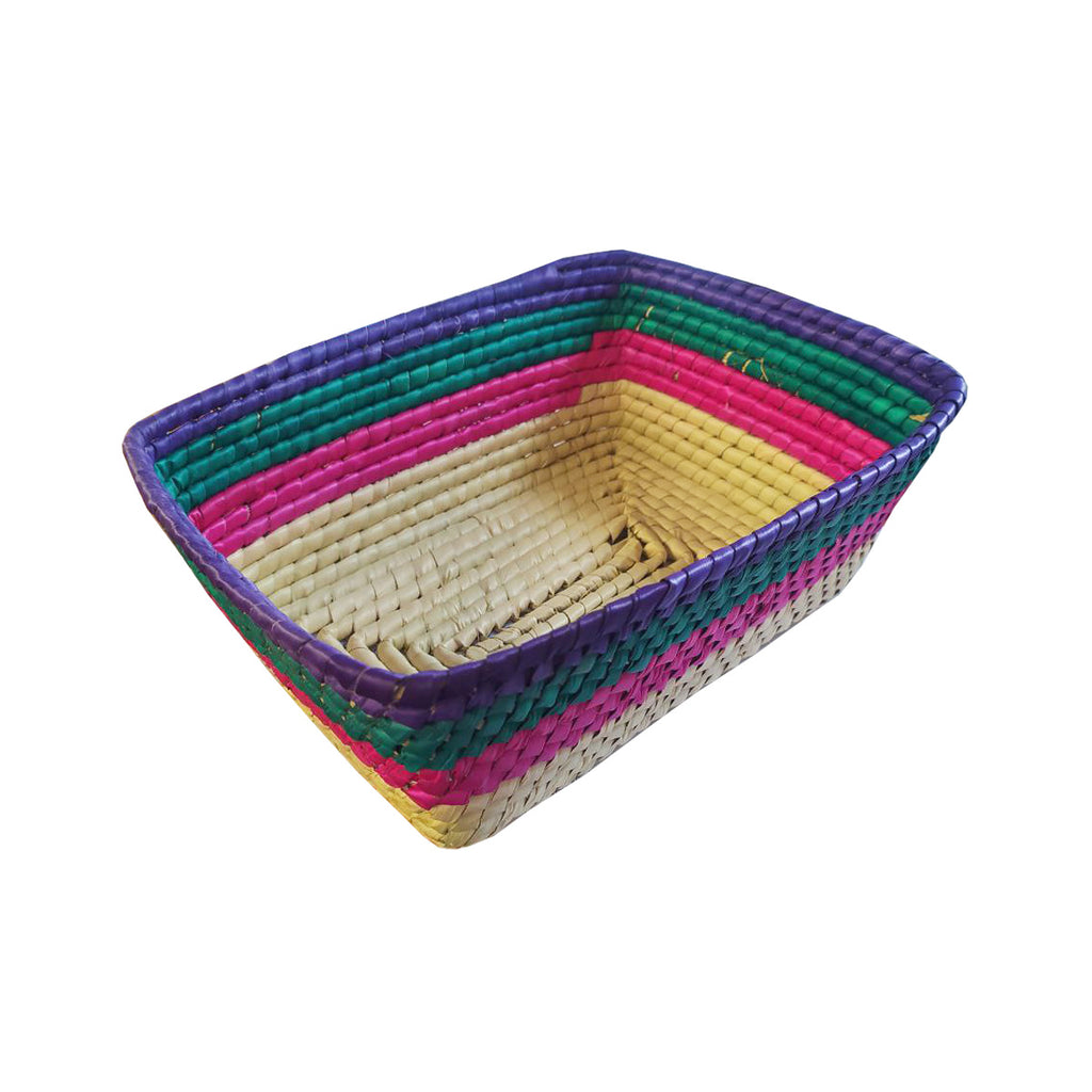 Panera Rectangular Colores de Palma 24x18 cm Artesanal