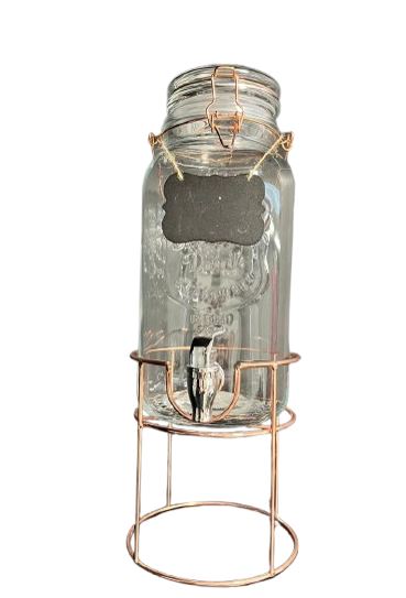 Dispensador de Vidrio 3.5 L c/Tapa Clip y base Metalica