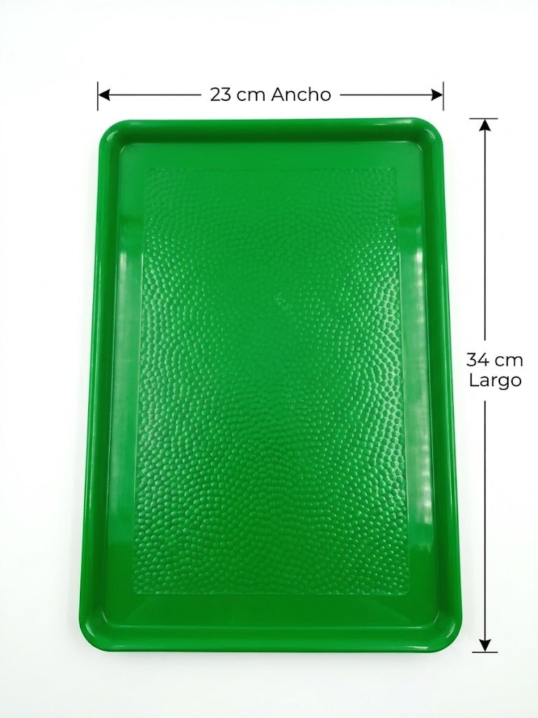 Charola rectangular polipropileno 34x23 cm Verde