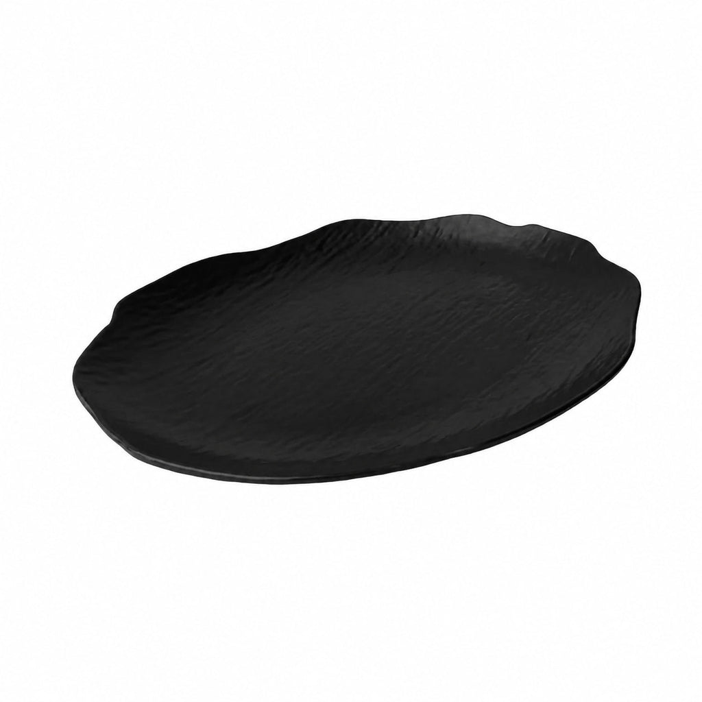 Plato Ovalado Melamina Negra Con Textura 12 " TRV