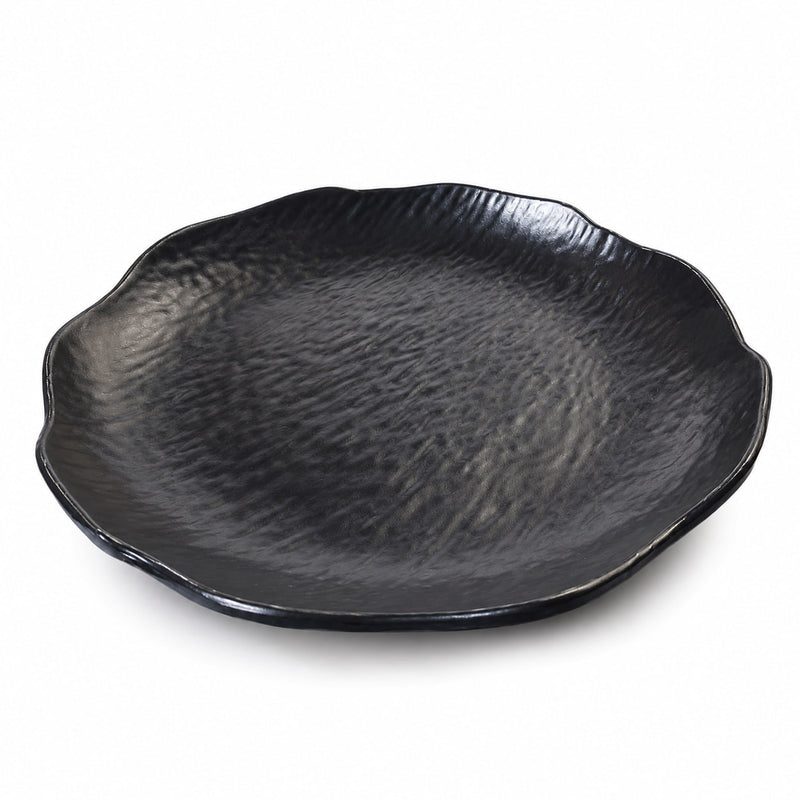 Plato Trinche Redondo  Melamina Negra Con Textura 8 " TRV