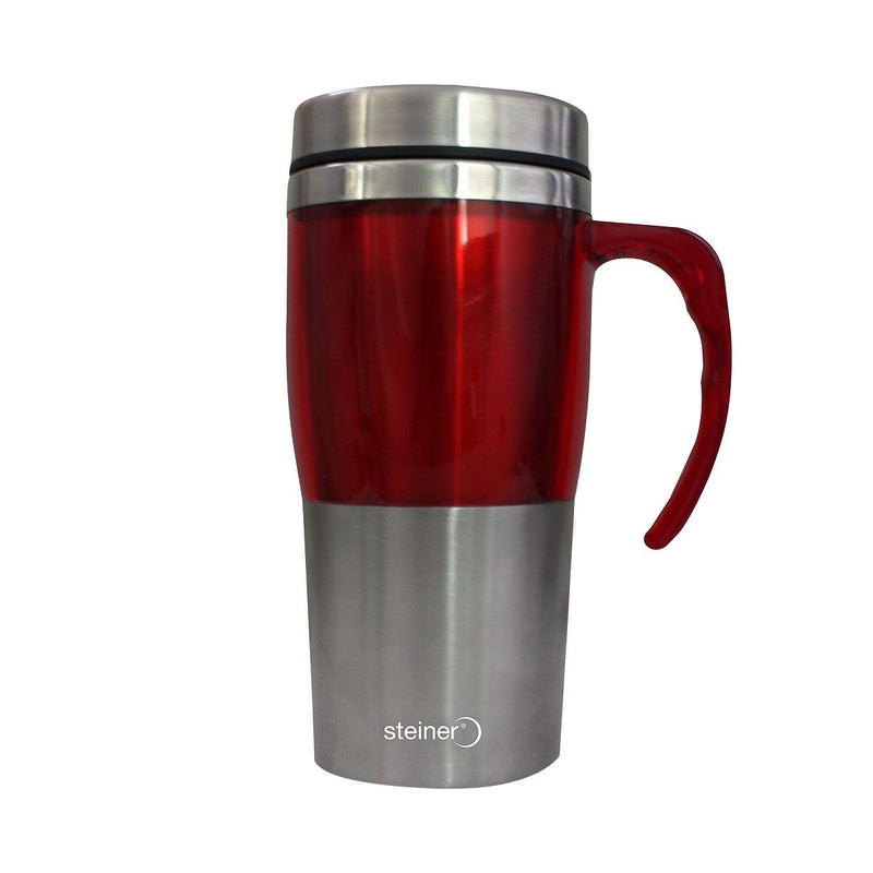 Taza/Termo de Acero Inoxidable c/Asa Rojo de 450 ml Str