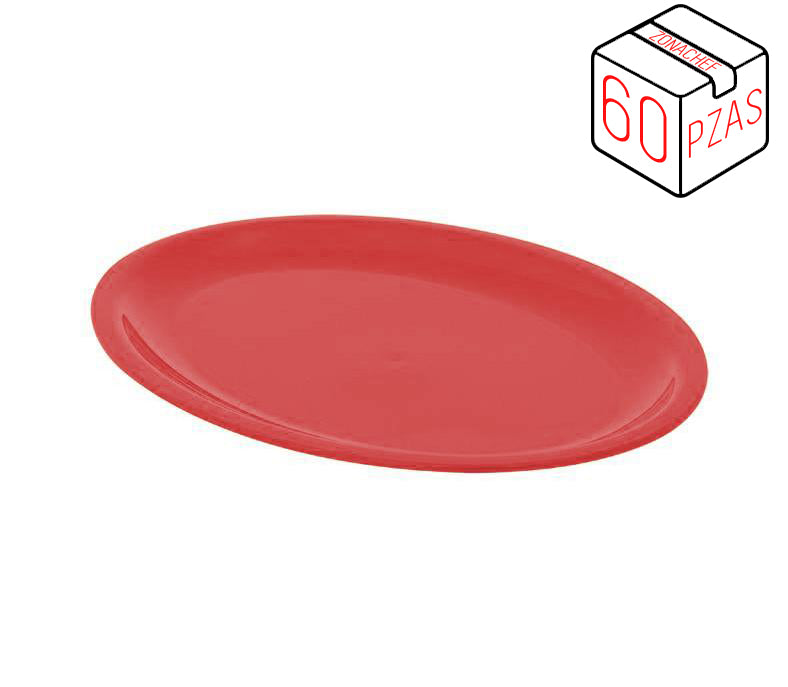 Linea Colombia de Polipropileno Plato Plano XL de 24.5 cm Rojo Caja c/60 pzas Tcp