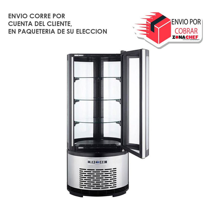 Exhibidor Refrigerador Circular con Parrillas Giratorias Capacidad 100 lts. NR-ARC-100R Mgs