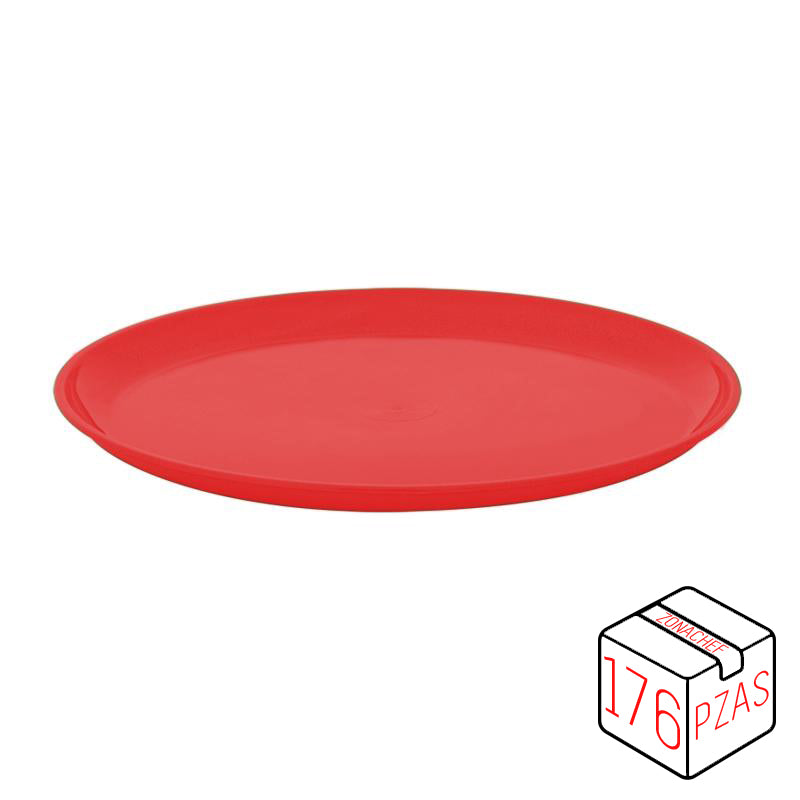 Linea Comala Plato Taquero de Polipropileno de 21.7cm Rojo Caja c/176 pzas Tcp