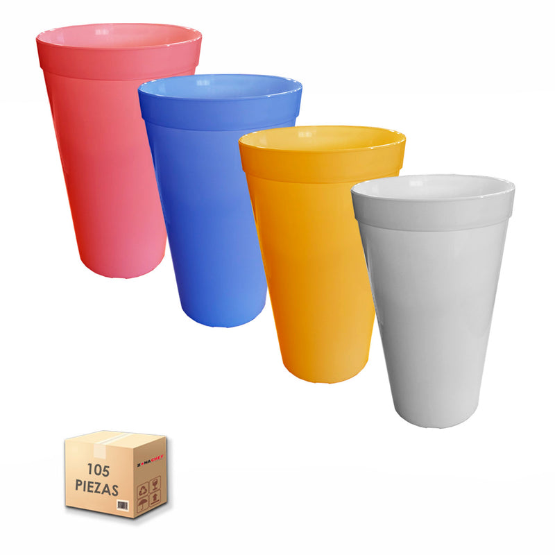 Vaso de Polipropileno Varios Colores Maxi Jumbo 33.8 Oz Caja 105 piezas Tcp