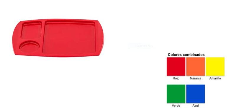 Linea Kinder Charola de Polipropileno c/Divisiones colores surtidos Caja c/32 pzas Tcp