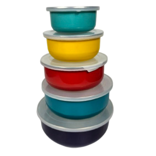 Juego de 5 Mixing Bowl peltre varios colores Trv