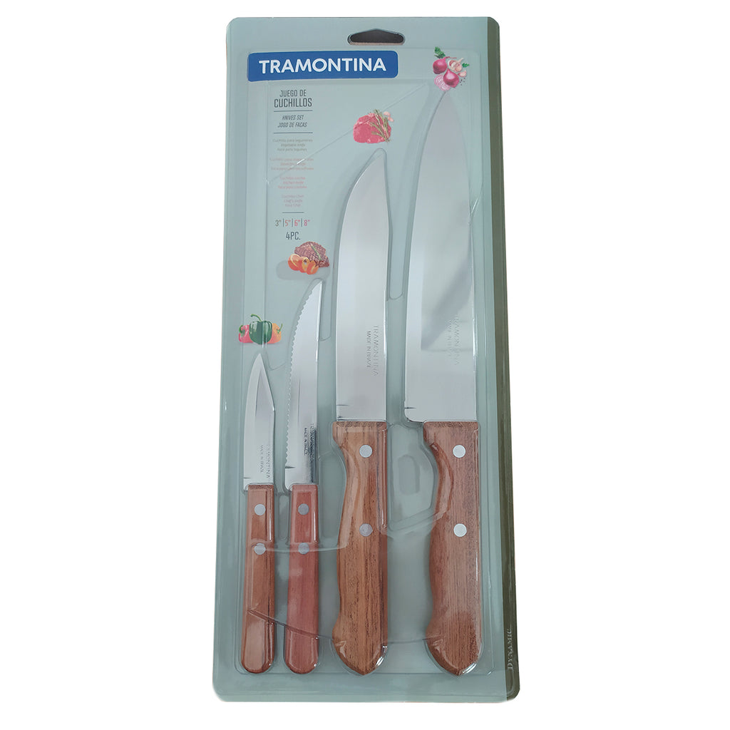 Juego de 4 Piezas Cuchillos Chef/Cocina/Asado/Legumbres Dynamic Tramontina