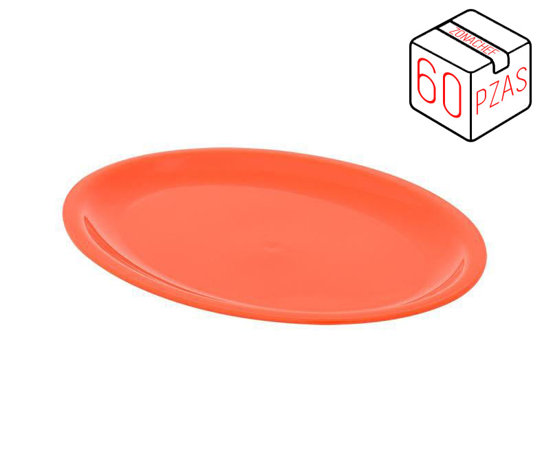 Linea Colombia de Polipropileno Plato Plano XL de 24.5 cm Naranja Caja c/60 pzas Tcp