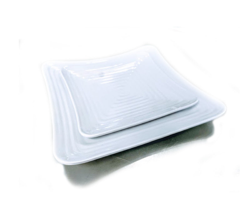 Linea Melamina BLANCA Plato Trinche Cuadrado Square c/Relieve de 23 cm