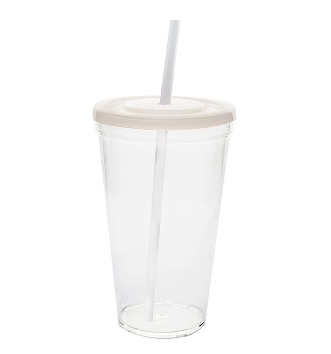 Vaso Maxi Jumbo 1000 ml con Tapa Policarbonato y Popote color cristal TCP