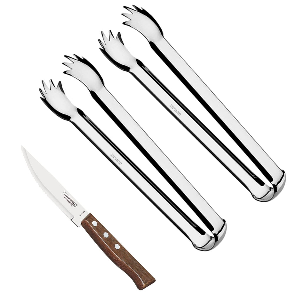 KIT de 2 Pinzas y Cuchillo para Asado Tramontina