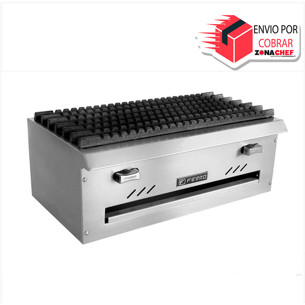 Parrilla FERRO 2 Quemadores Frontal Ac. Inox