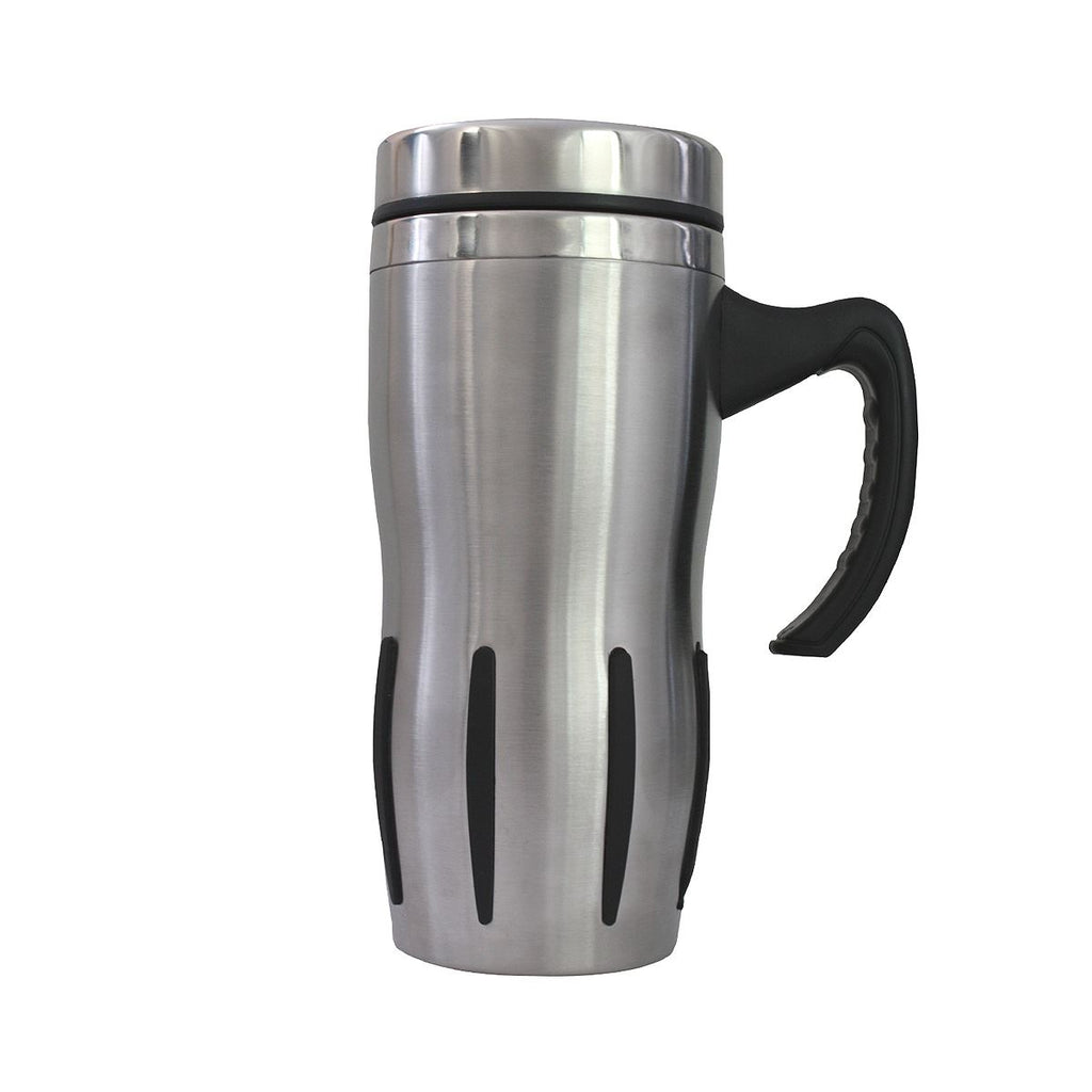 Taza/Termo de Acero Inoxidable c/Asa 450 ml Detalles Negro Str