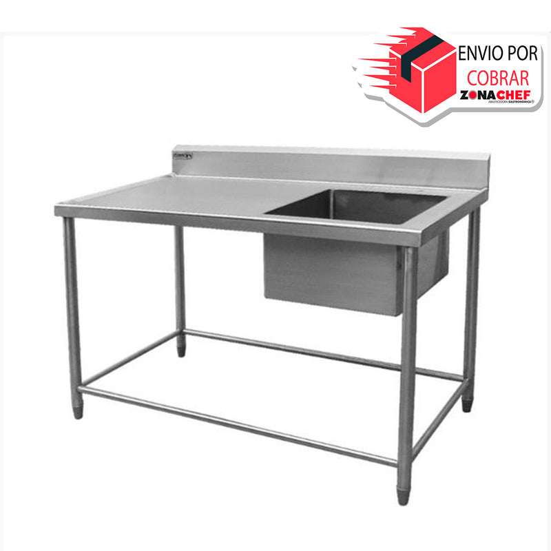 -Tarja/Fregadero 138x70x50 cm Sencilla en Acero Inox FERRO-