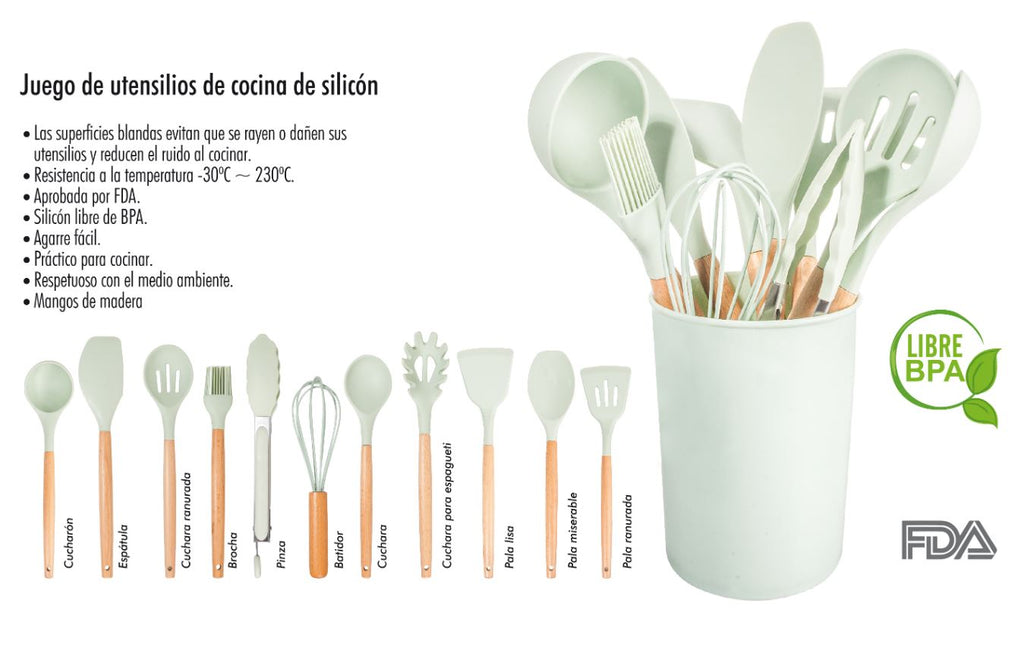 Juego de Utensilios de Cocina Silicon 12 piezas  LYT